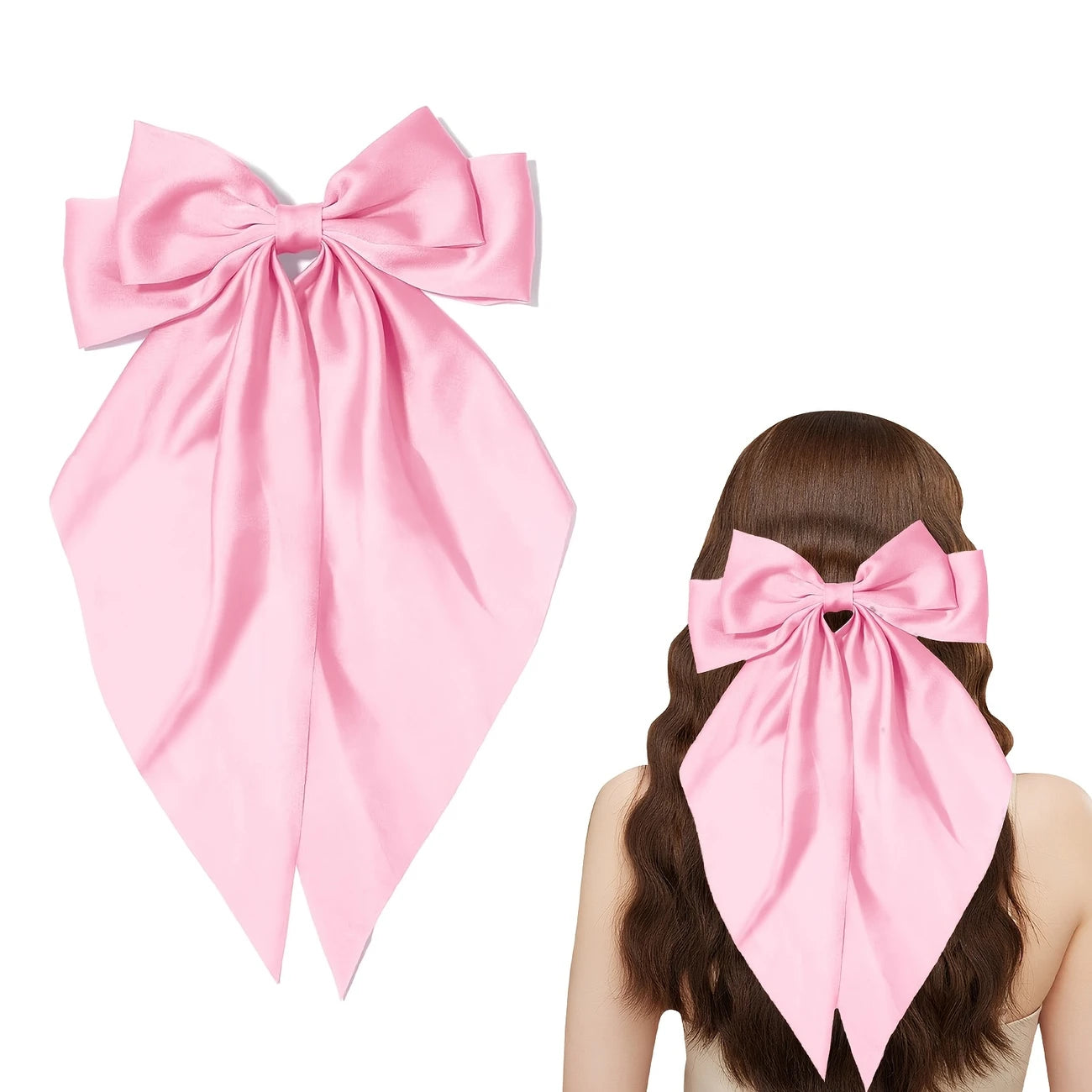 Extra large pink silk hair bow