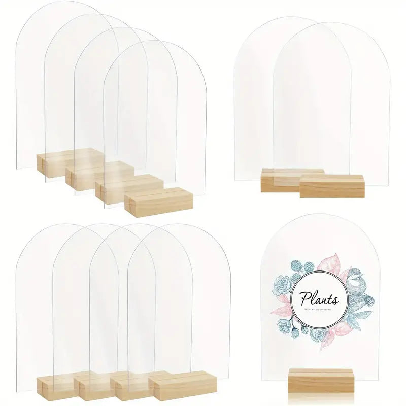 Arch Acrylic Place Cards with Wood Stands