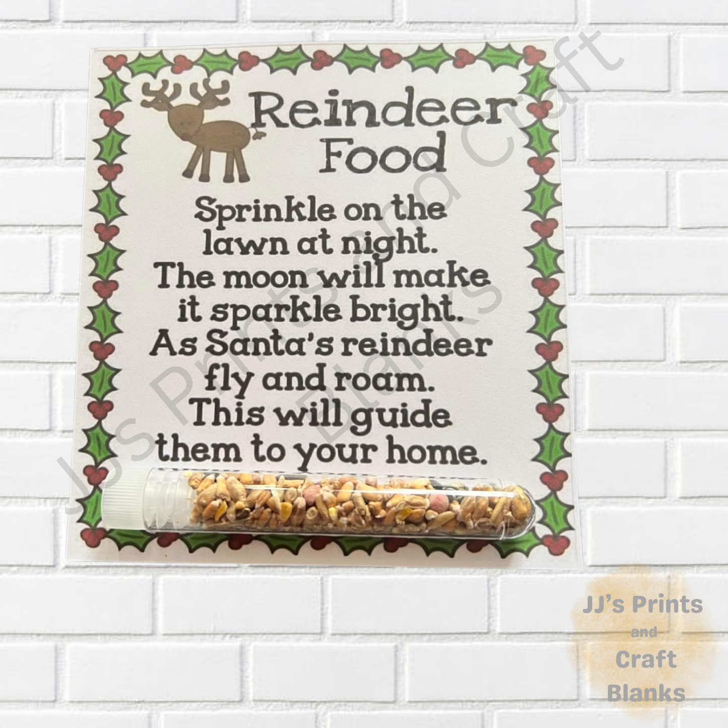 Reindeer food with backing card