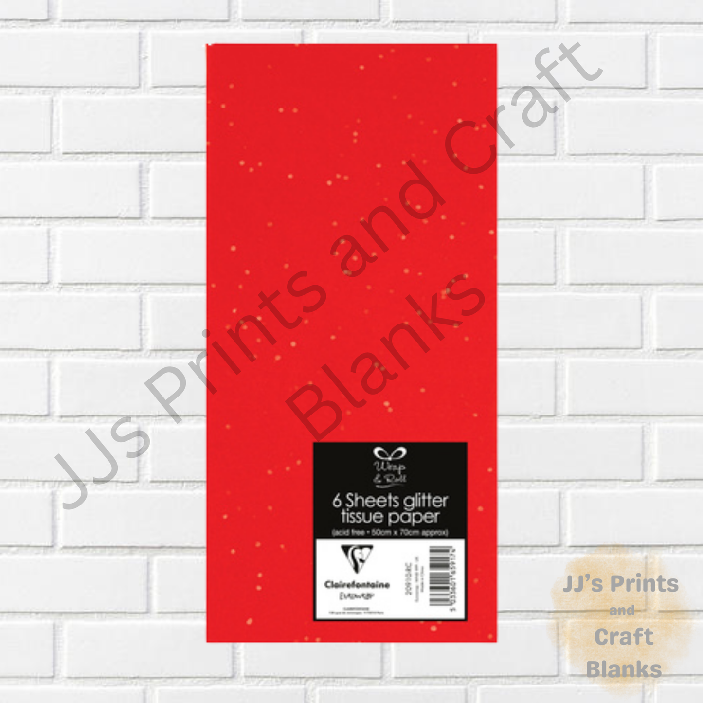 6 GLITTER TISSUE PAPER RED