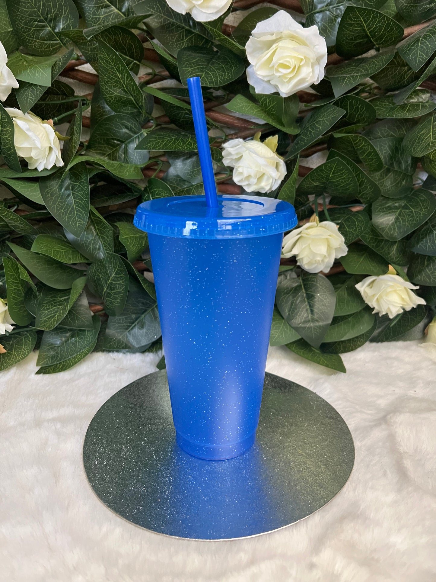 24oz royal blue glitter cold cup
