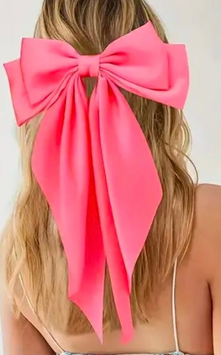 Extra large Fluorescent pink silk hair bow