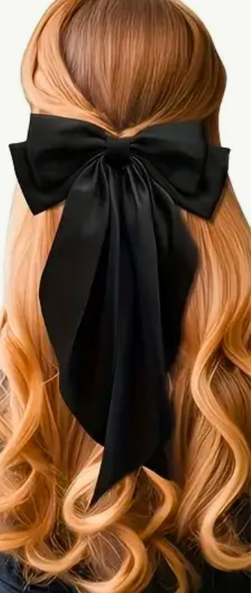 Extra large black silk hair bow