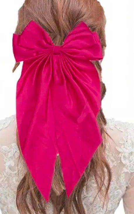 Extra large hot pink silk hair bow