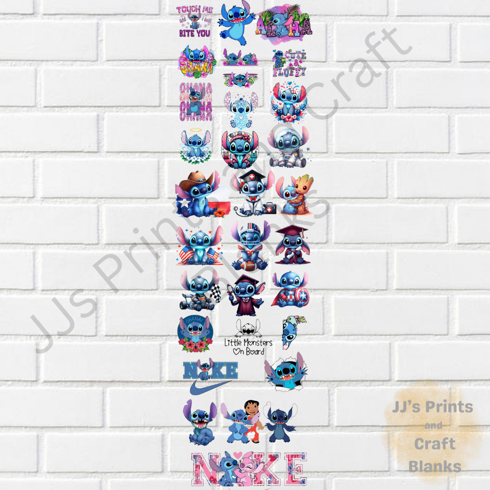 pre made uv-dtf stitch 1m gang sheet