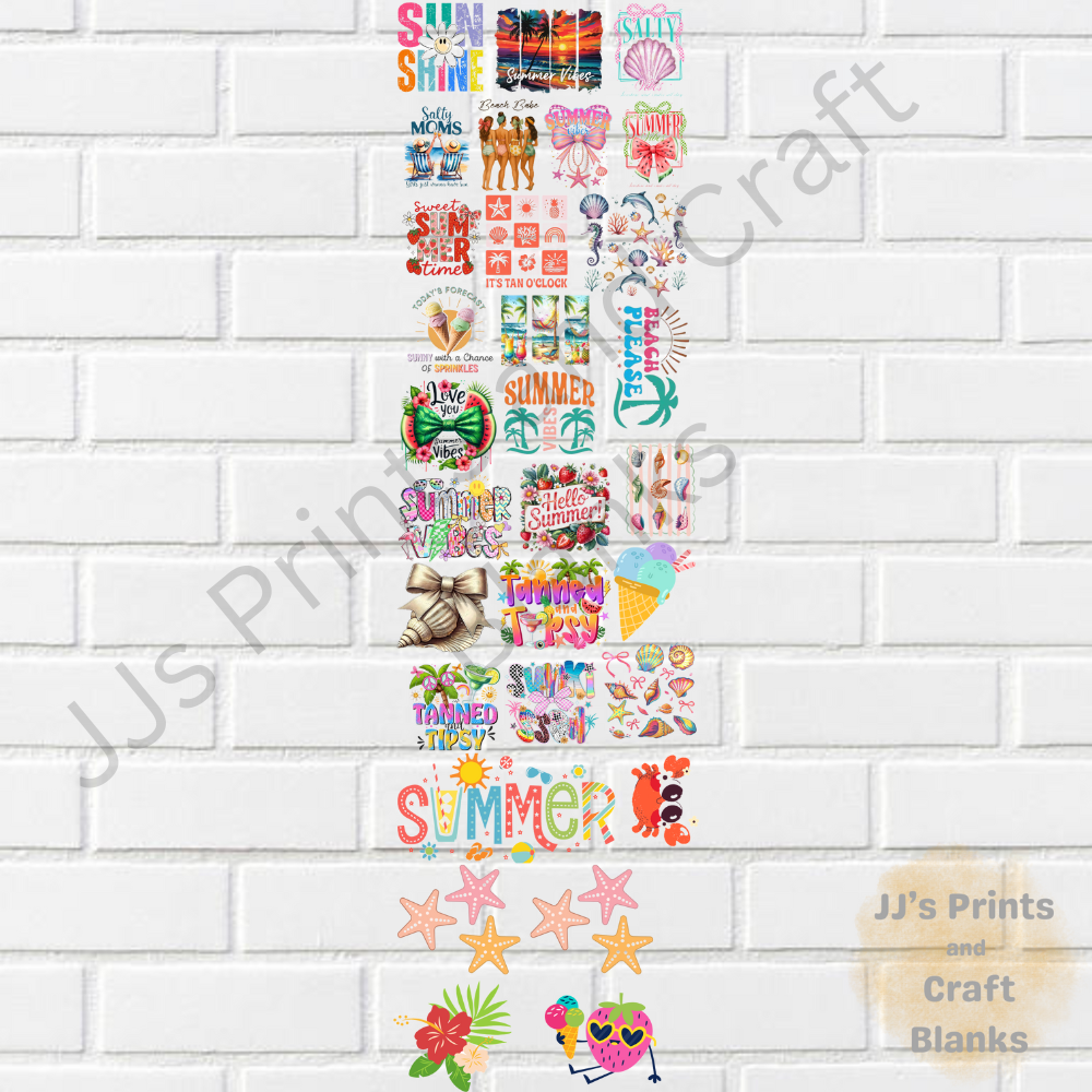pre made uv-dtf summer 1m gang sheet