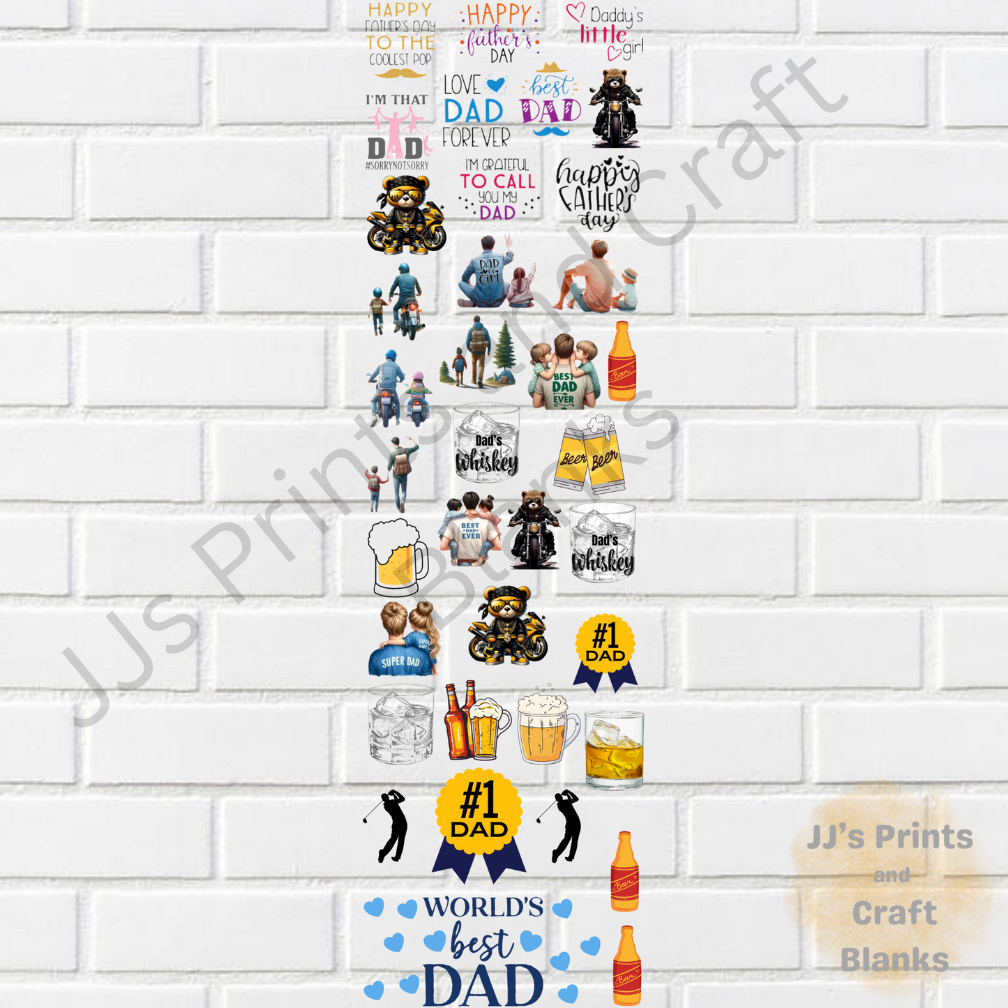 Pre made uv-dtf fathers day 1 meter gang sheet