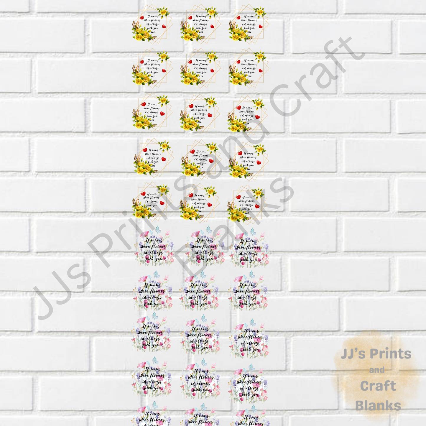 Pre made uv-dtf mum and nan if you was flowers i pick you 1 meter gang sheet