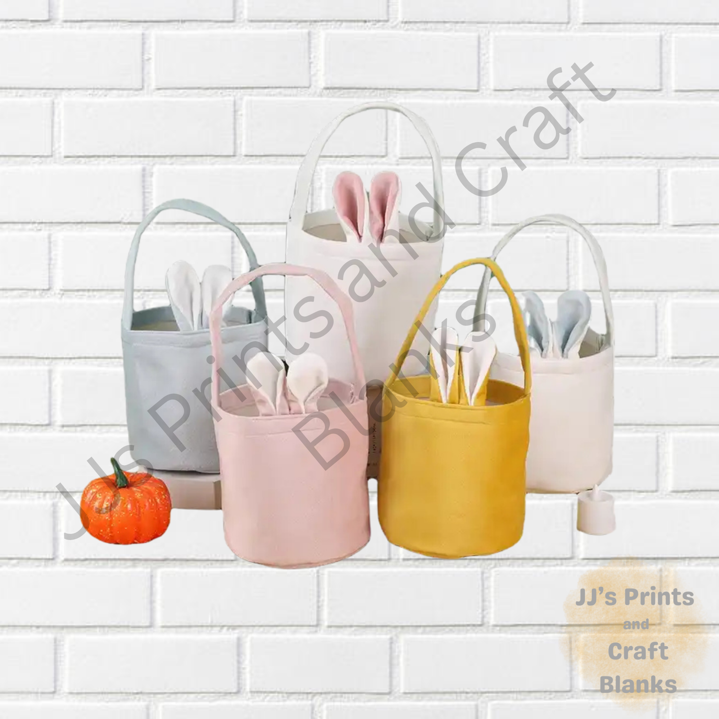 Velvet Bunny Bucket Bag Easter Basket with Handle and Ears