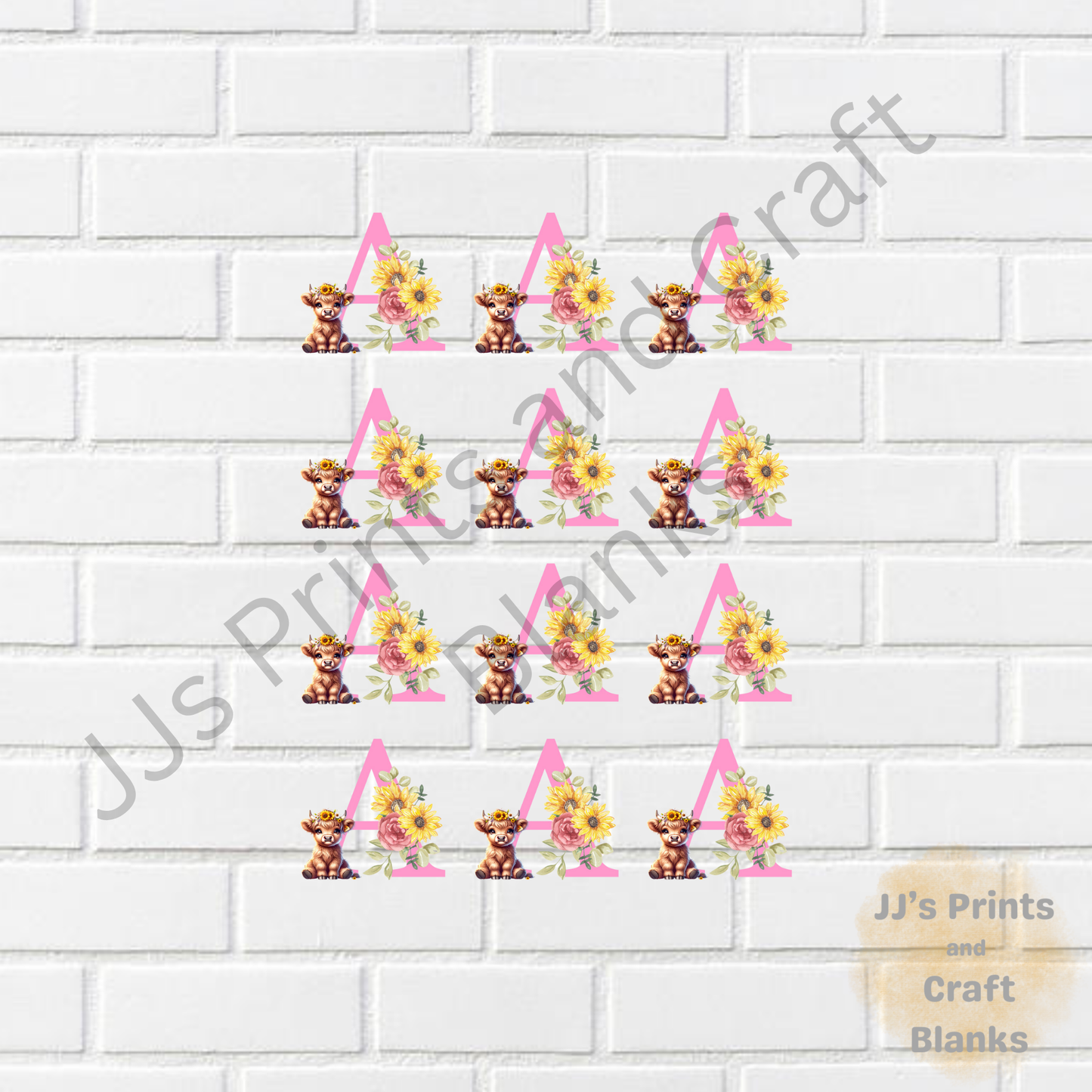 pink uv-dtf alphabet letters