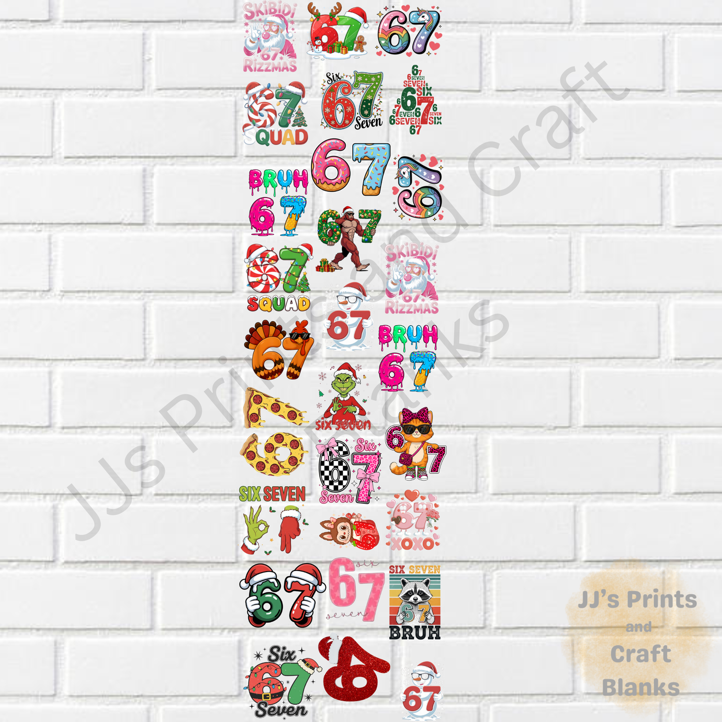 pre made 1m uv-dtf 67 gang sheet