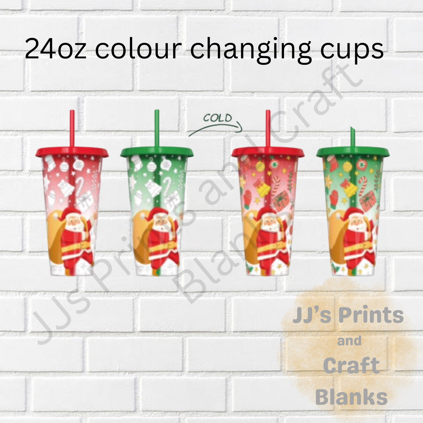 Christmas 24oz colourful changing cold cup