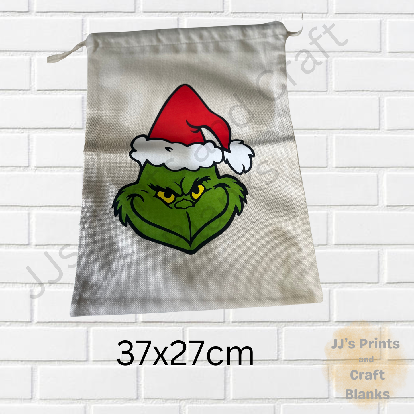 pre printed grinch face Christmas sack