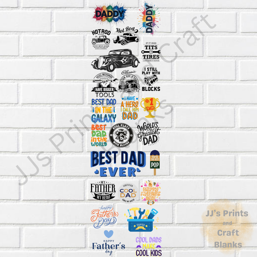 pre made 1m uv-dtf dad gang sheet design 2