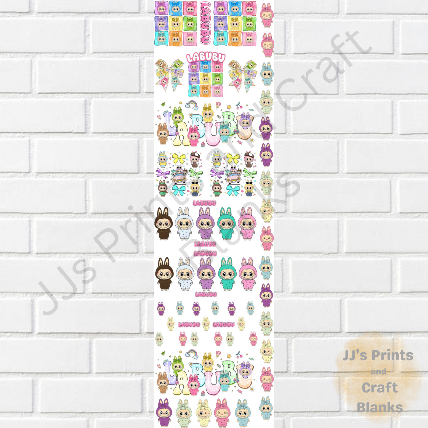 pre made 1m uv-dtf labubu gang sheet no 2