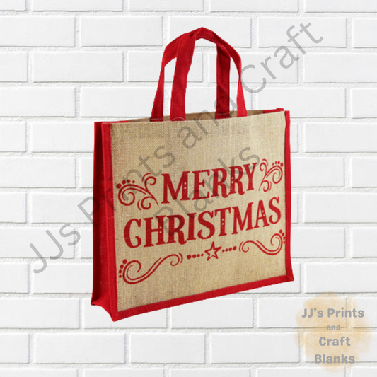 MERRY CHRISTMAS RED JUTE BAG