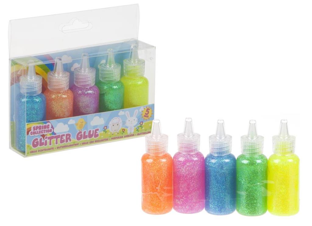 Set Of 5 20ml Paste Glitter Glue Pots