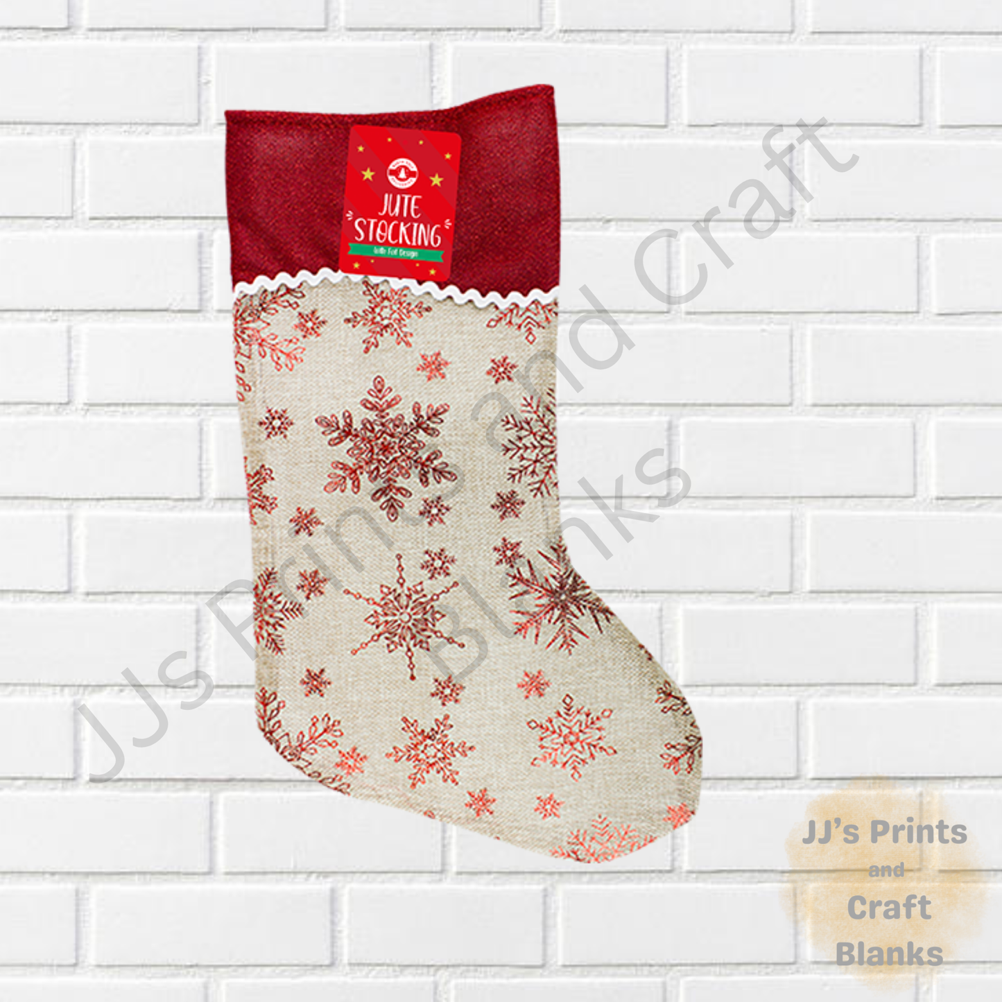 Christmas Jute Foil Printed Stocking 20cm x 48cm