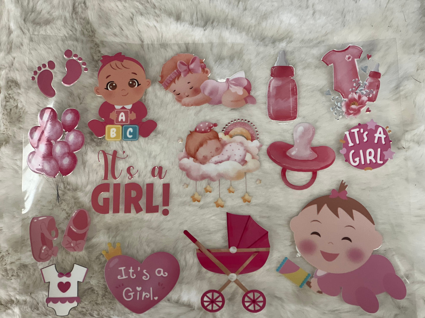 A4 size baby girl element decal sheet