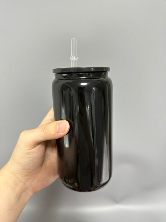 16oz black glass jar