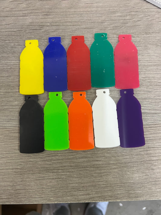 Acrylic colour bottle  key rings various colours