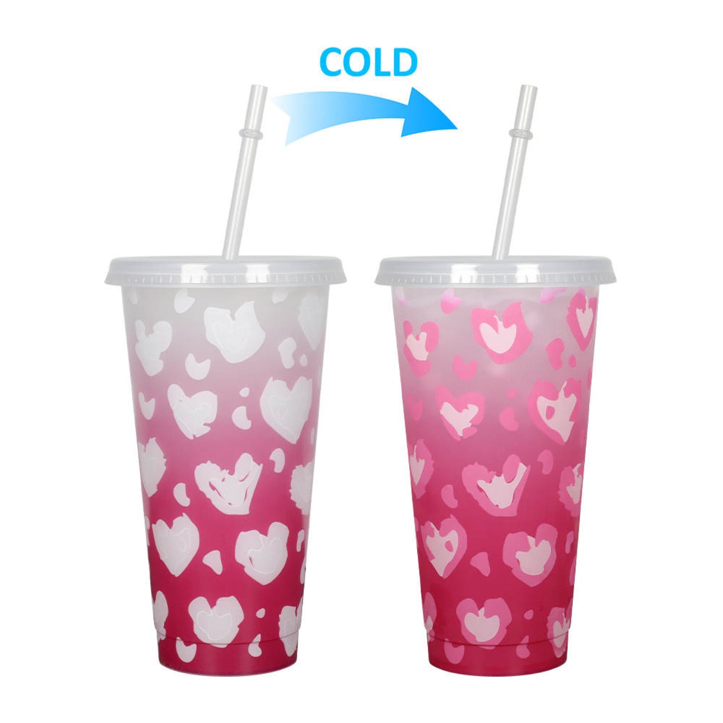 Valentines 24oz colour changing cold cup set