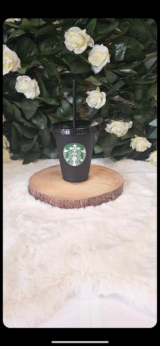 16oz black Starbucks cup