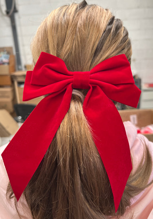 Large red hair bows