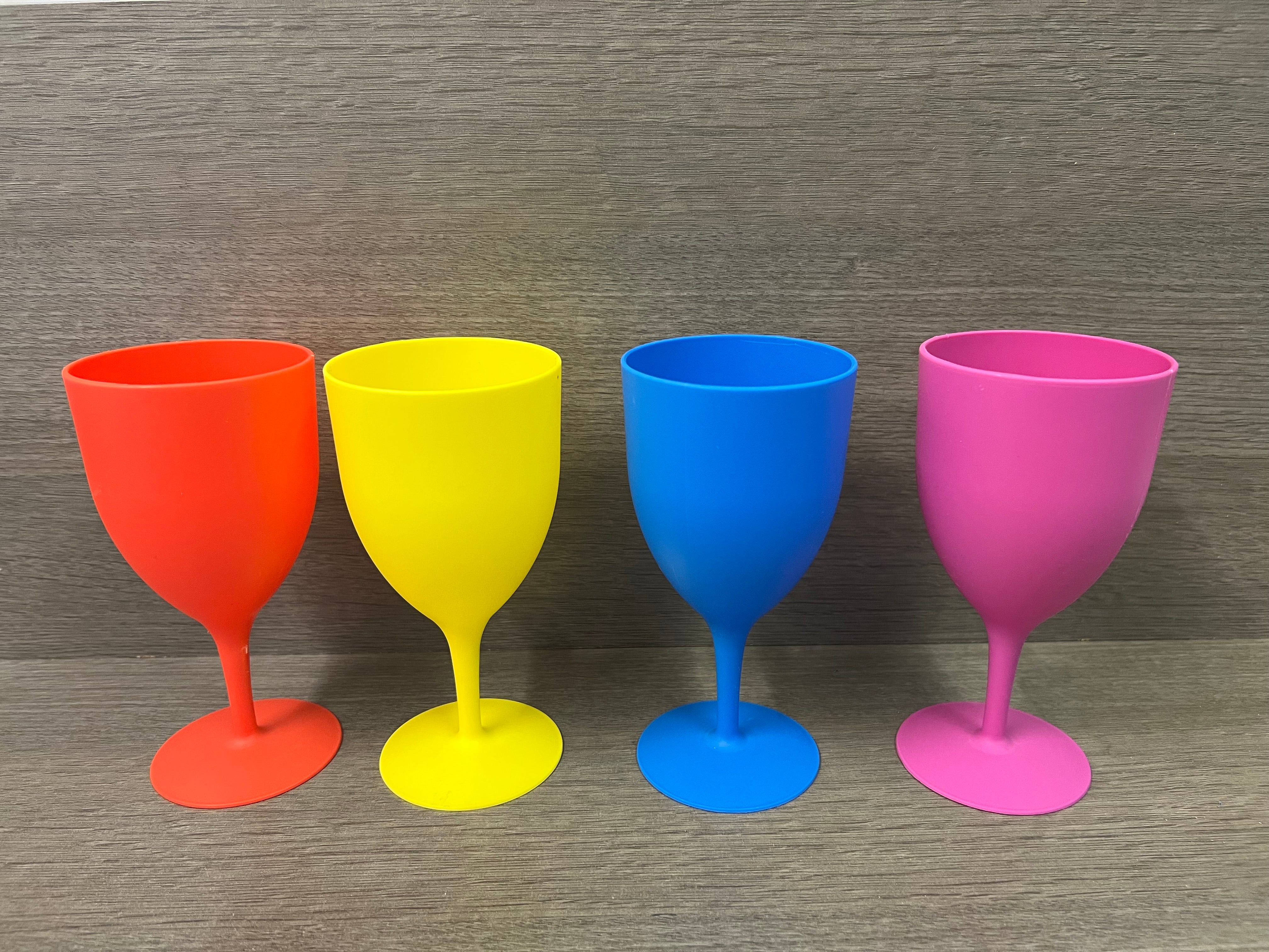 Re-useable plastic wine glass 4 colours