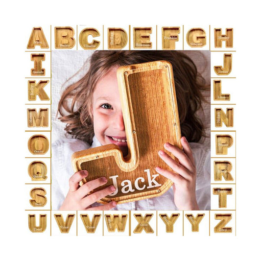 Wooden alphabet money boxes (Stained wood)