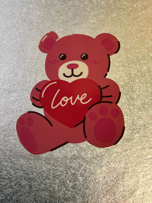 Uvdtf Love bear decal sticker