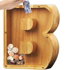 Wooden alphabet money boxes (Stained wood)