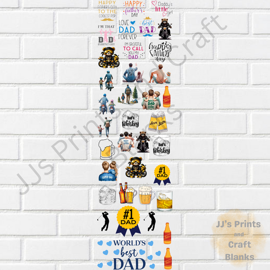 Pre made uv-dtf fathers day  1 meter gang sheet
