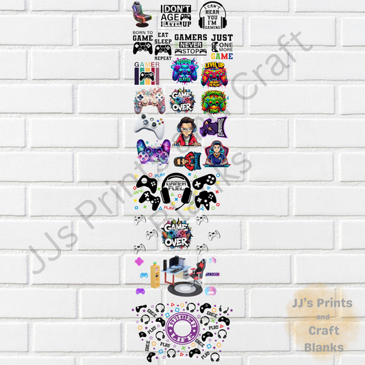 Pre made uv-dtf  Gamer 1 meter gang sheet
