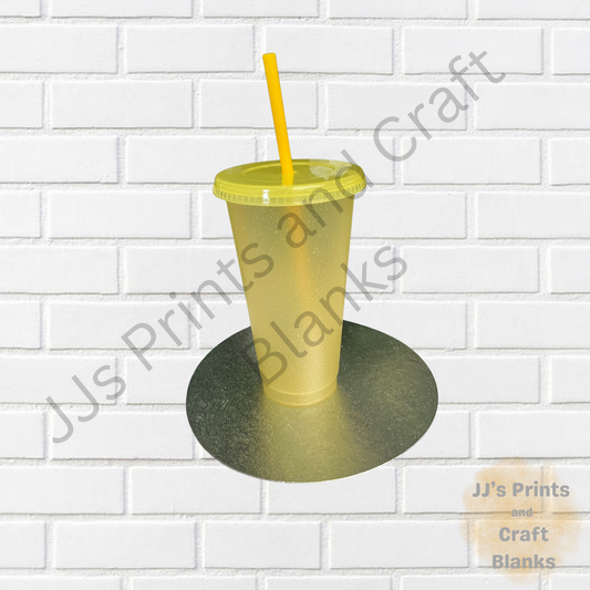 24oz yellow glitter cold cup