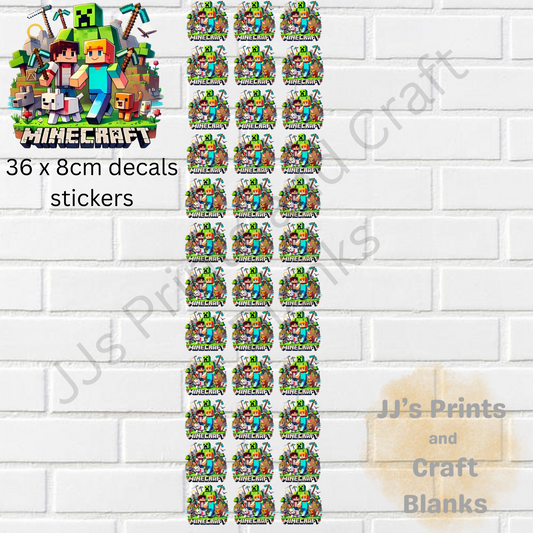 pre made 1m uv-dtf merry minecraft 8cm decal gang sheet