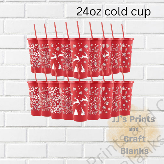 24oz pre printed Christmas cold cup