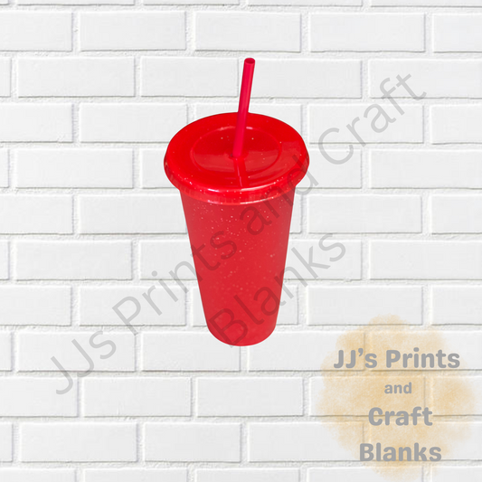 24oz red glitter cup