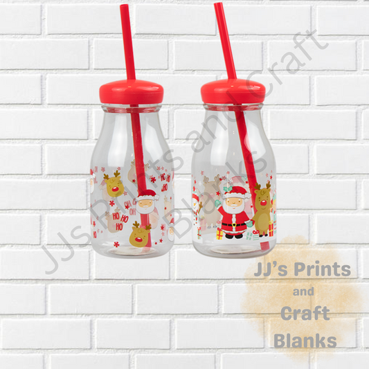 Large Kids Plastic Milk Jar & Straw