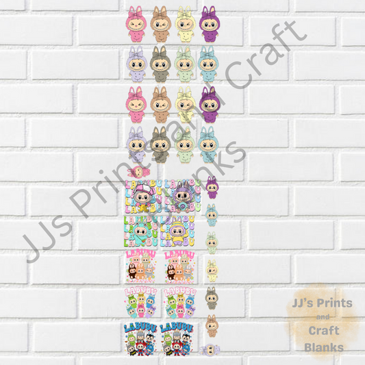 pre made 1m uv-dtf labubu gang sheet no 1