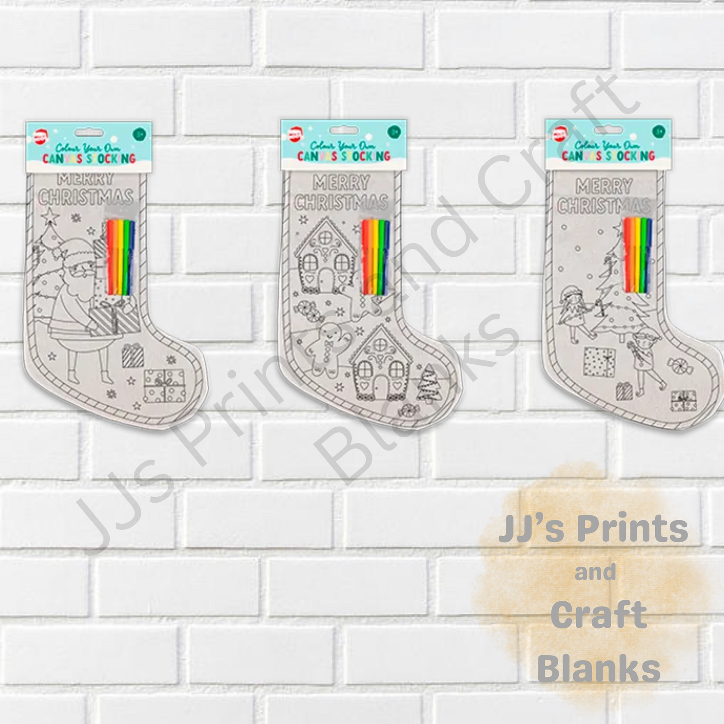 Christmas Colour Your Own Canvas Stocking