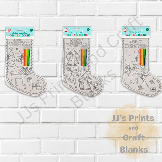 Christmas Colour Your Own Canvas Stocking