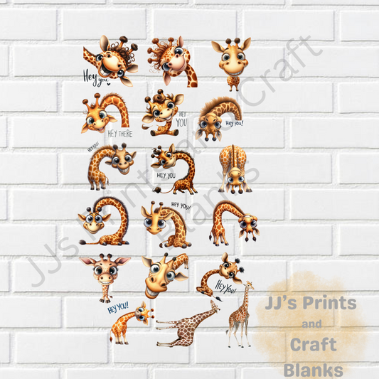 pre made 50cm uv-dtf giraffe gang sheet