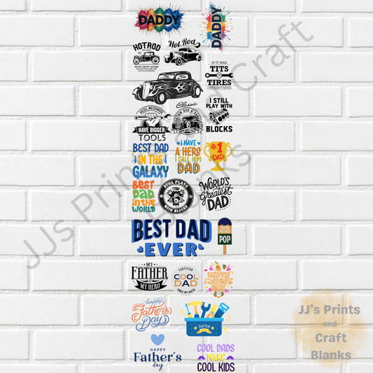 pre made 1m uv-dtf dad gang sheet design 2