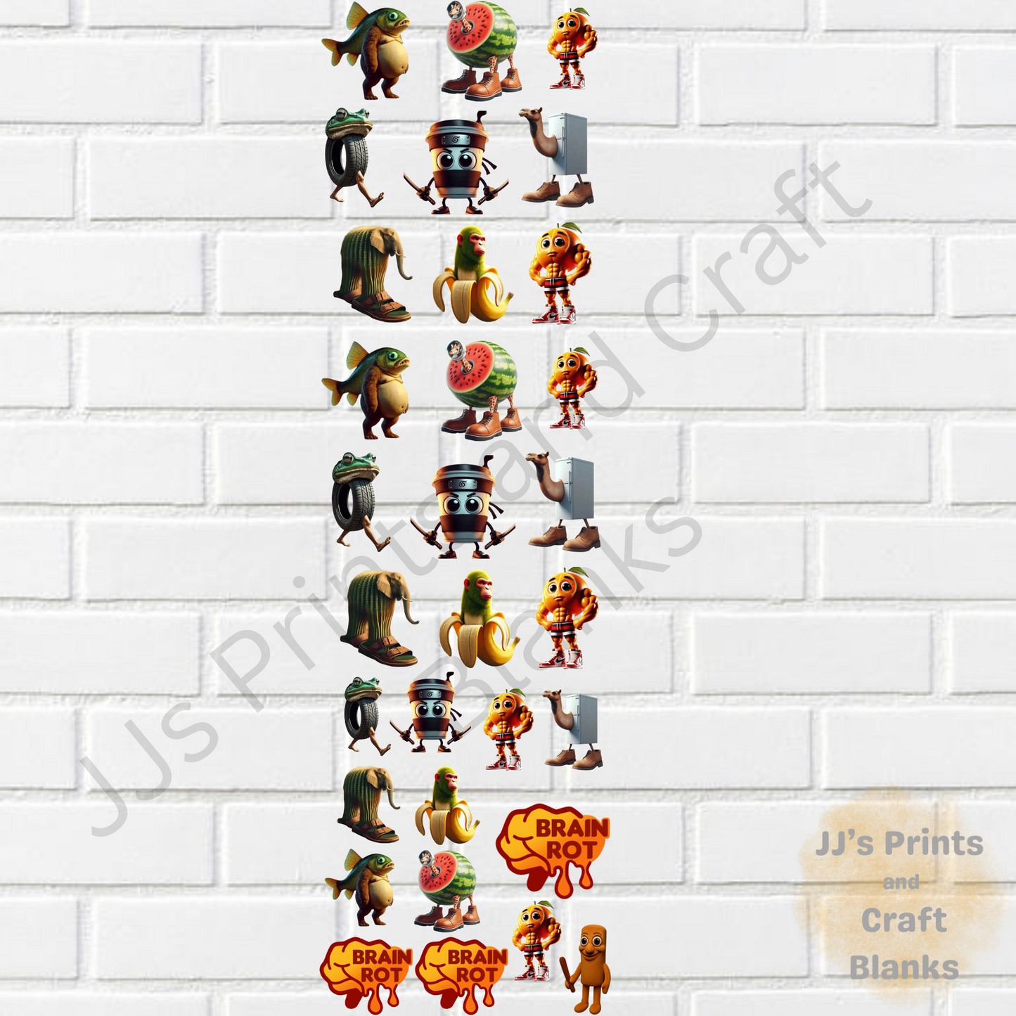 pre made 1m uv dtf Brainrot  gang sheet