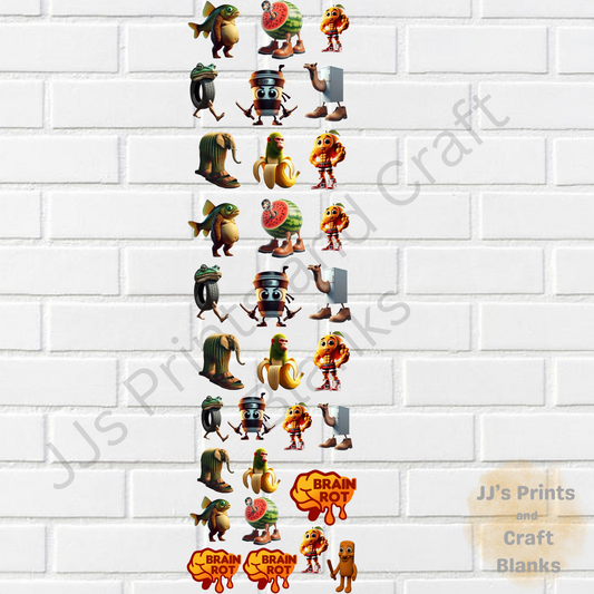 pre made 1m uv dtf Brainrot  gang sheet
