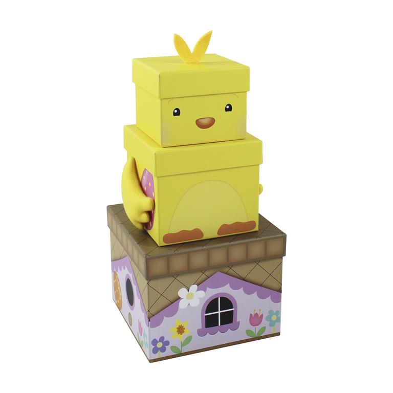 3Pc Easter Chick Plush stacking  Box