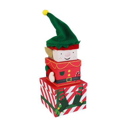 50cm CHRISTMAS 3PC PLUSH STACKING BOX BOX ELF 1