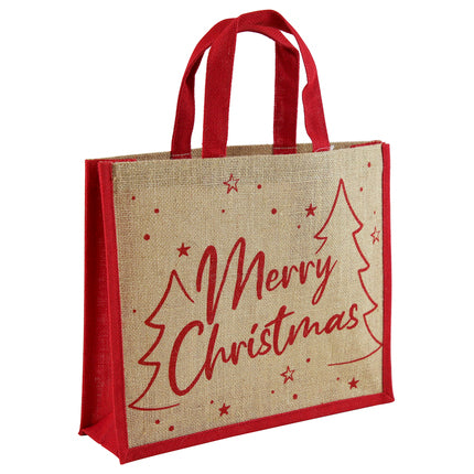 MERRY CHRISTMAS RED JUTE BAG