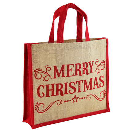 MERRY CHRISTMAS RED JUTE BAG